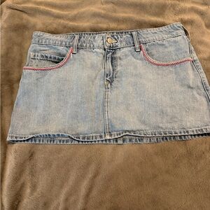 Hollister Denim Mini Skirt with Pink Stitching
